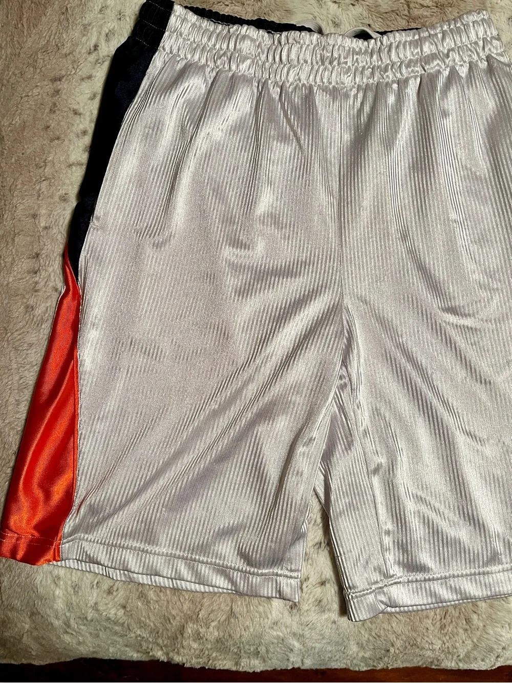 Syracuse Colorblock Athletic Shorts for Men - Orange, Black & White